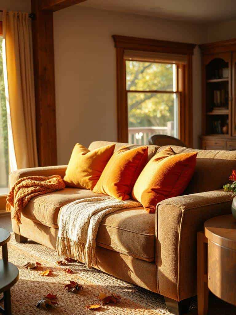 warm cozy colorful pillows