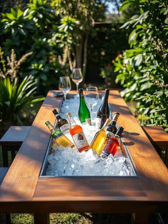 built in beverage trough feature