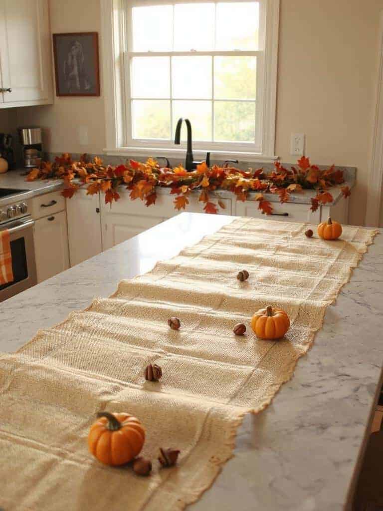 burlap runner with garland