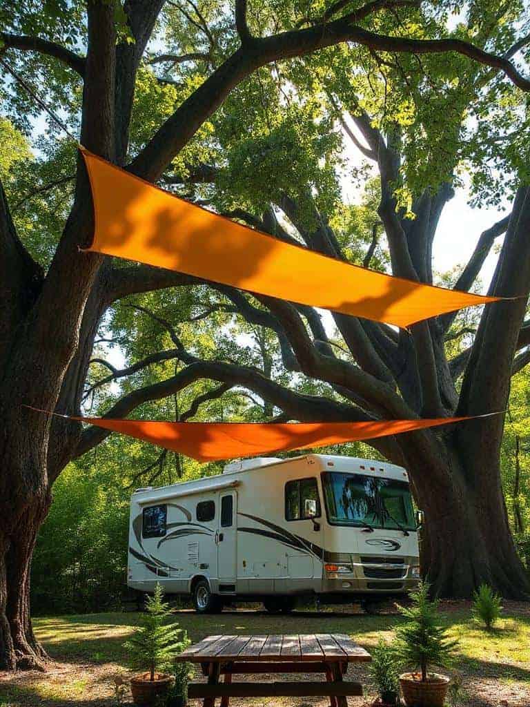 canvas shade sail setup