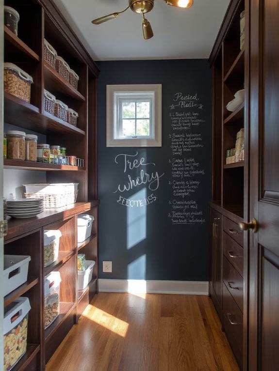 chalkboard pantry with bins