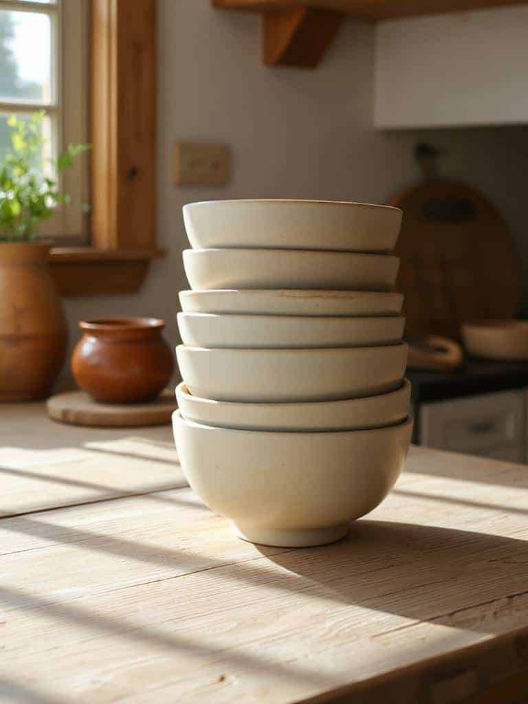 charming stacked ceramic bowls