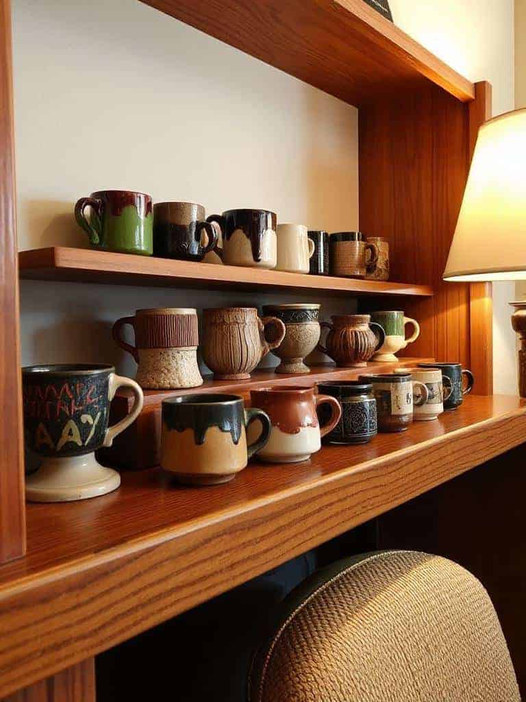colorful ceramic mug display