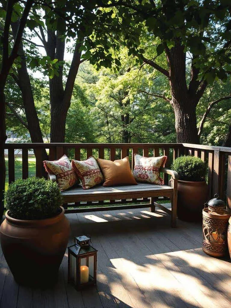 cozy bench with pillows