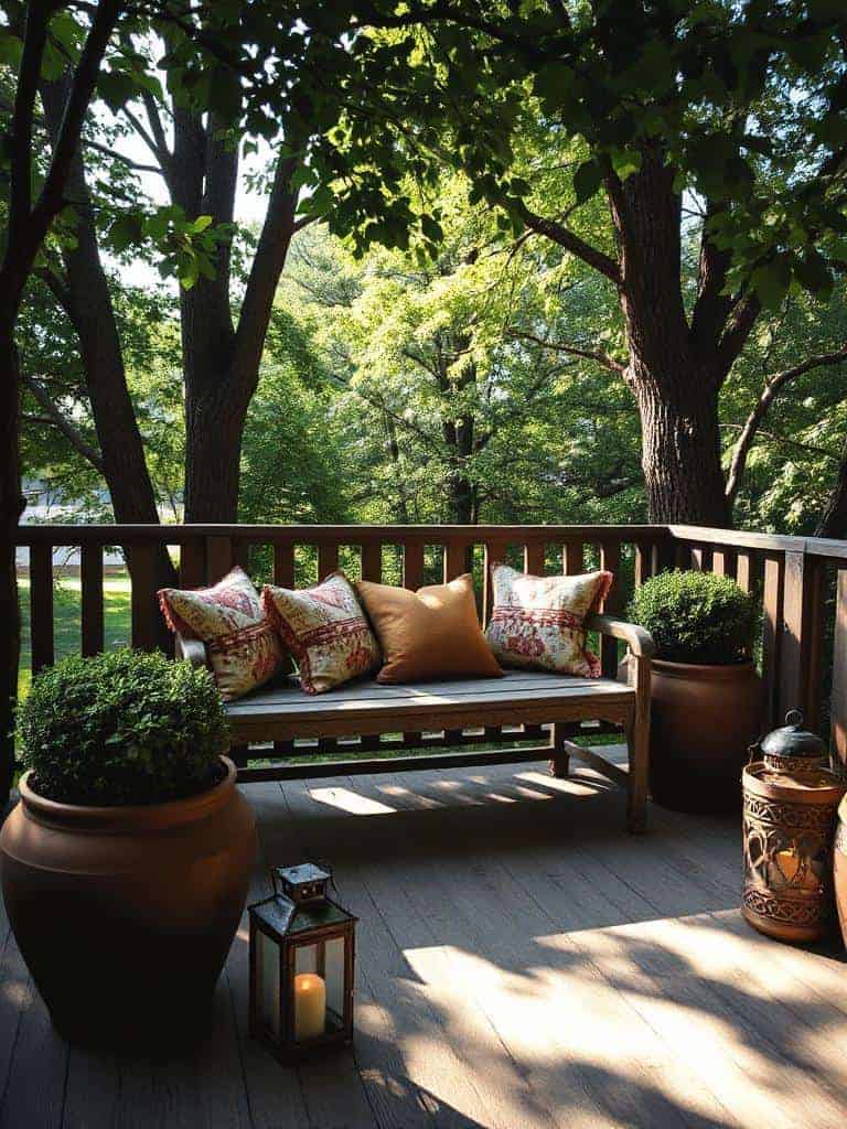 cozy bench with pillows