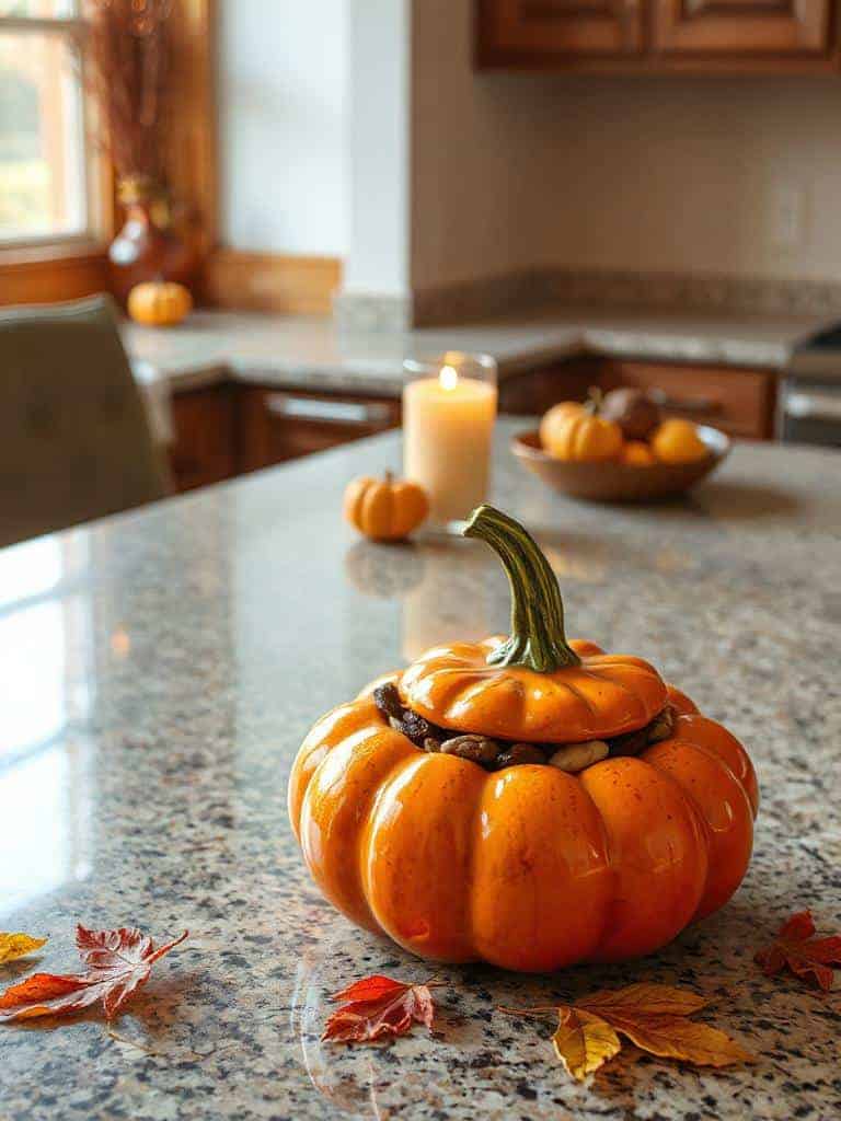 cozy ceramic pumpkin dish