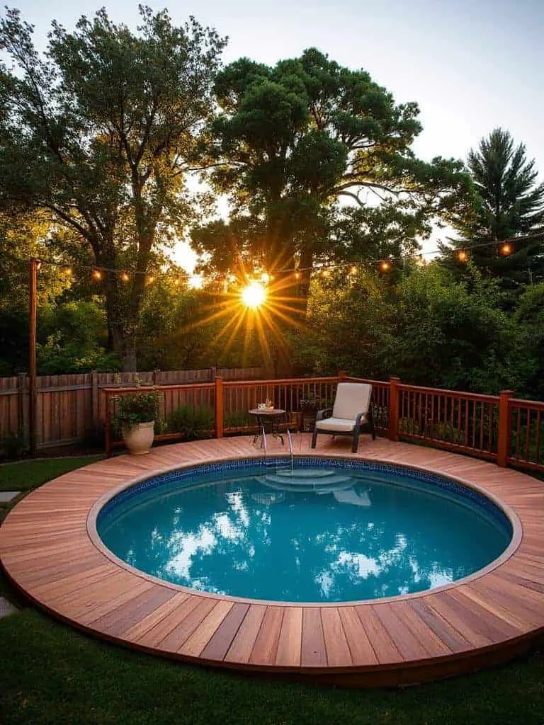 cozy illuminated pool deck