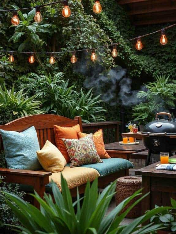 cozy layered outdoor seating