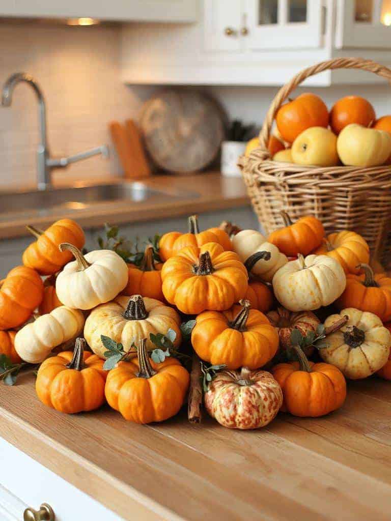 cozy mini pumpkin decor