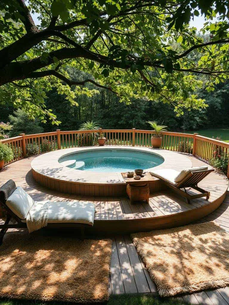 cozy pool deck setup