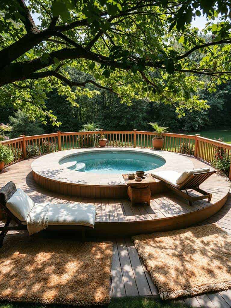 cozy pool deck setup