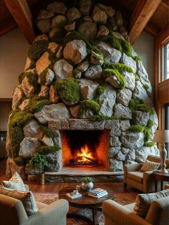 cozy rustic cabin fireplace