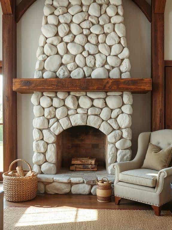 cozy whitewashed river rock