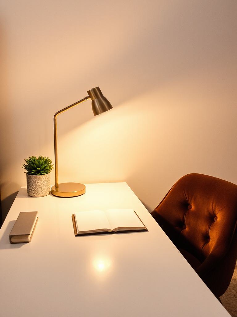 cozy workspace with lighting
