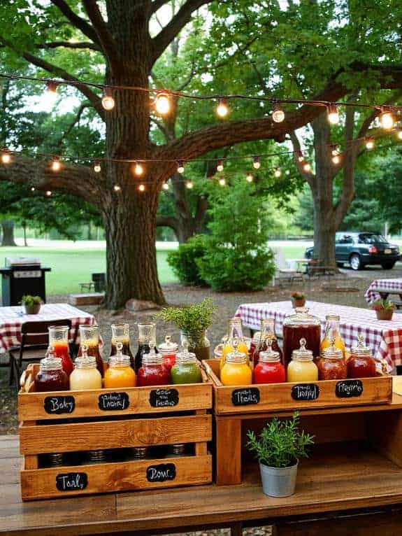 diy rustic condiment bar