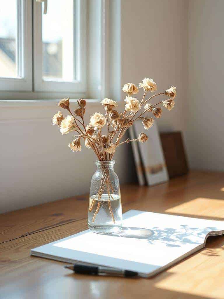 dried flowers in vase