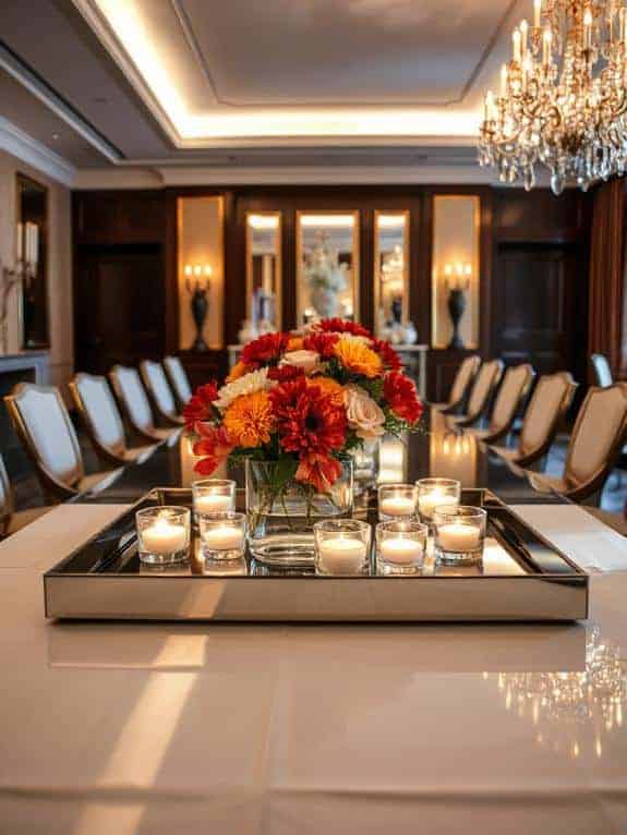 elegant mirrored tray centerpiece