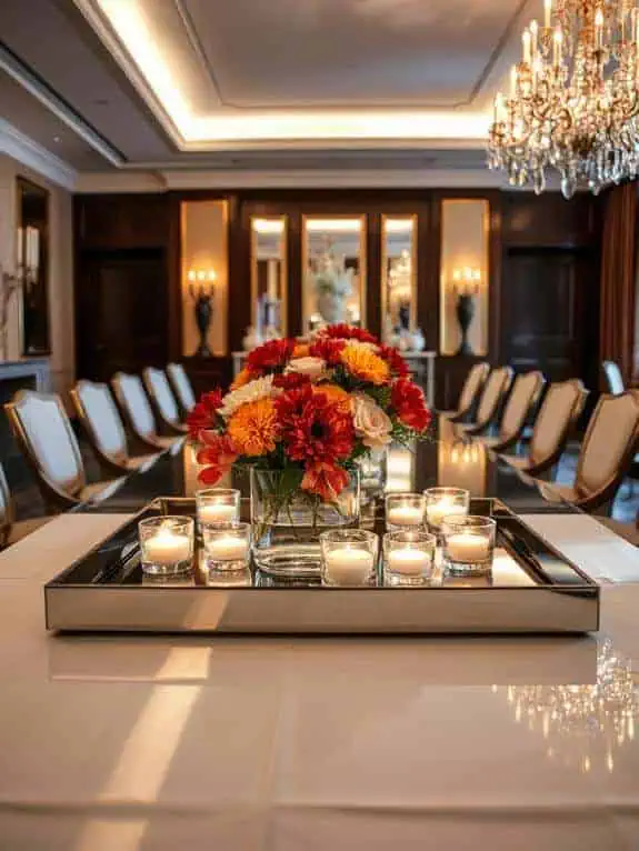 elegant mirrored tray centerpiece