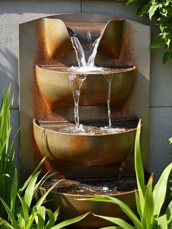 elegant tiered metal fountain