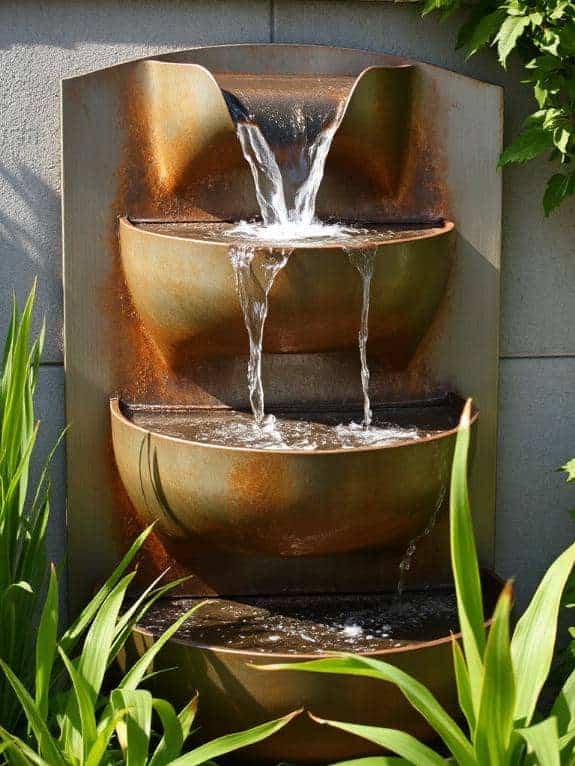 elegant tiered metal fountain