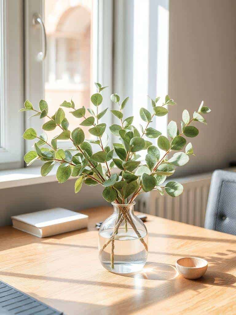 faux eucalyptus stems decor