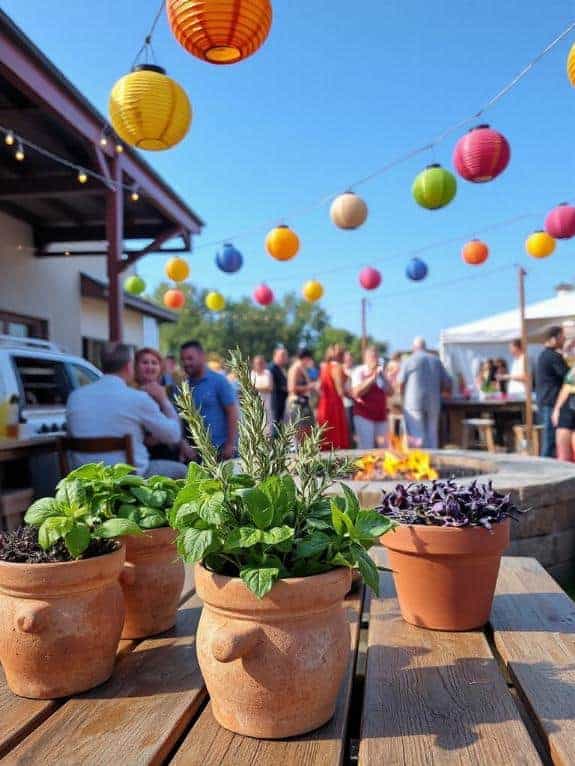 fresh herb clay centerpieces