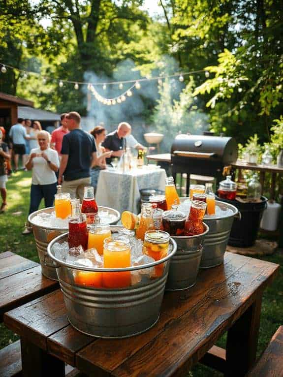 galvanized tubs with beverages