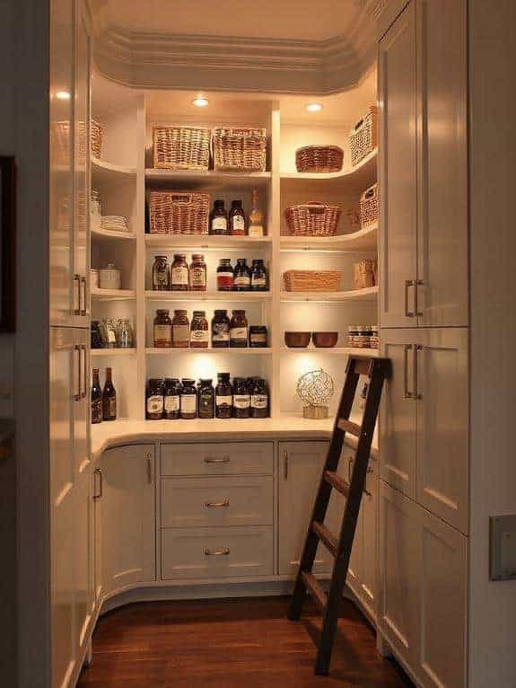 hidden pantry with lighting