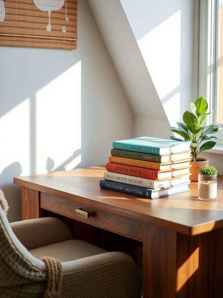 inspirational book stack decor