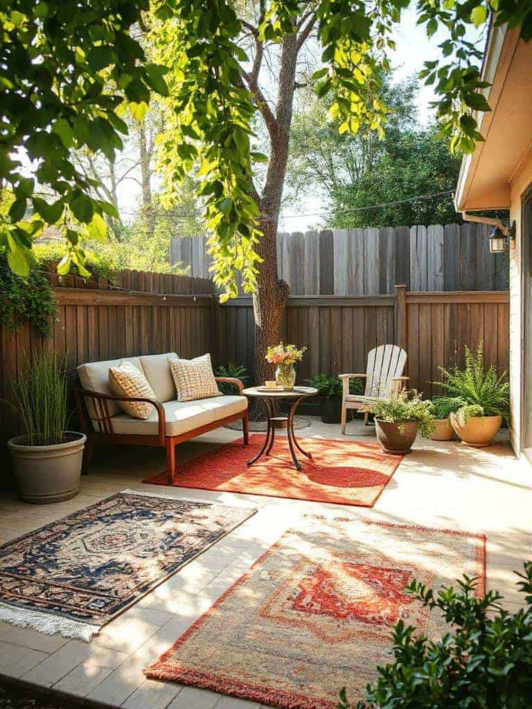 layered outdoor rug styling