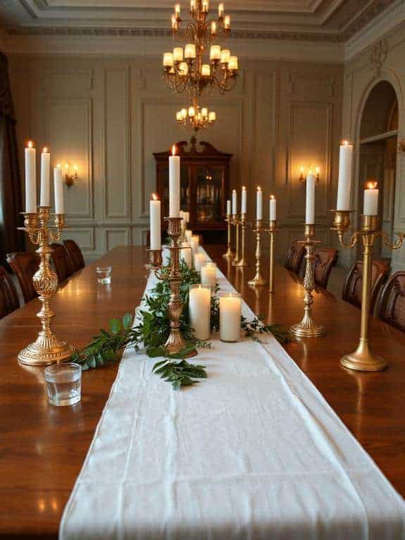 linen runner with candles