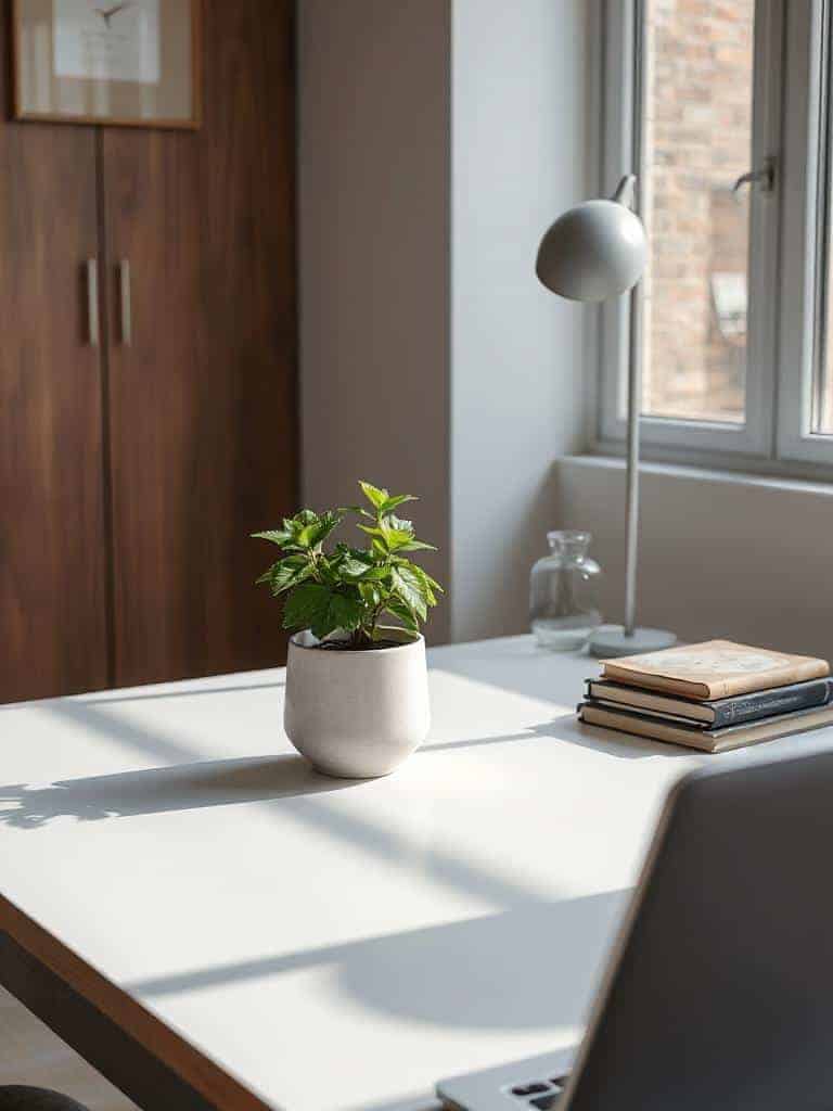 lively desk with succulents