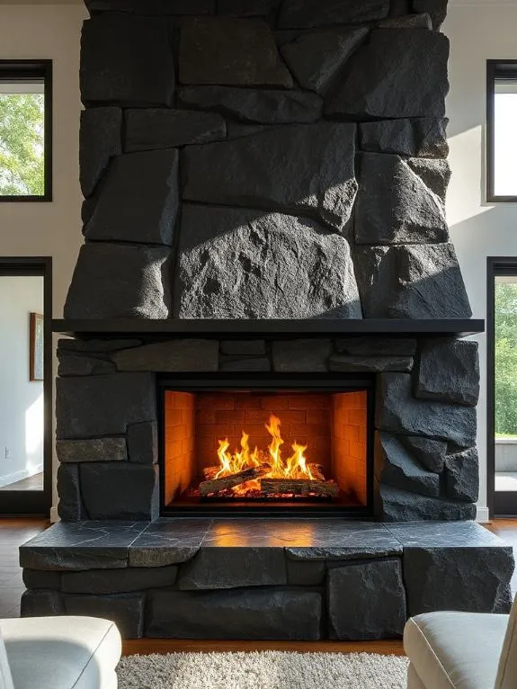 modern basalt fireplace design