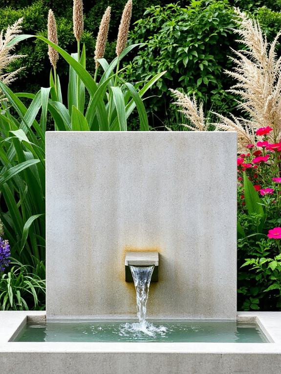modern concrete wall fountain