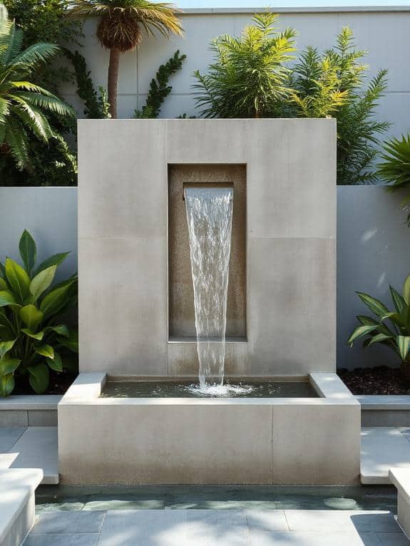 modern sleek concrete fountain
