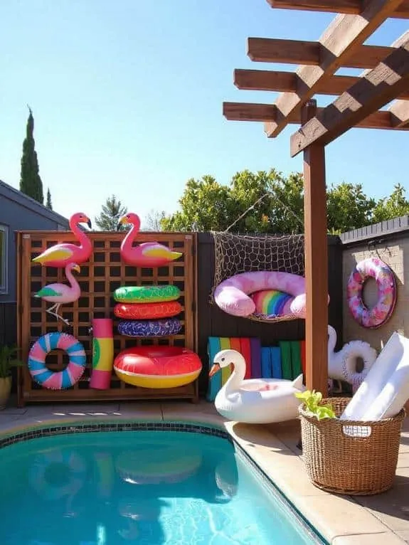 organized pool float storage