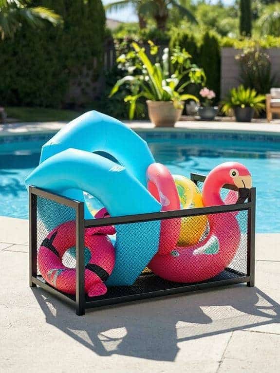 organized poolside storage solution