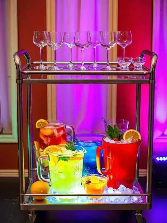 organized rolling bar cart