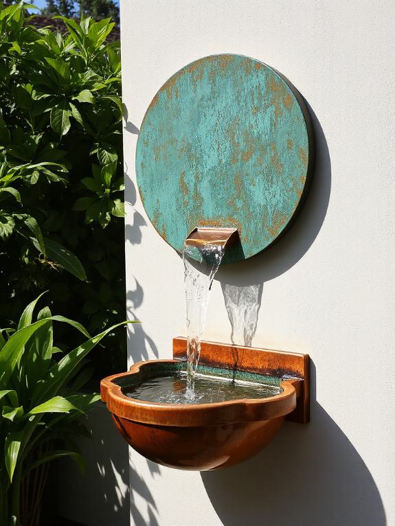 patina copper wall fountain