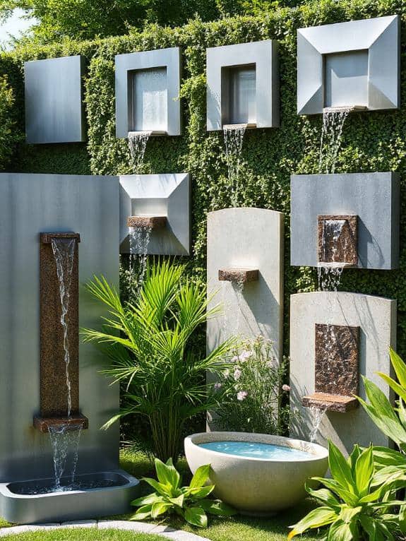 sleek outdoor wall fountains