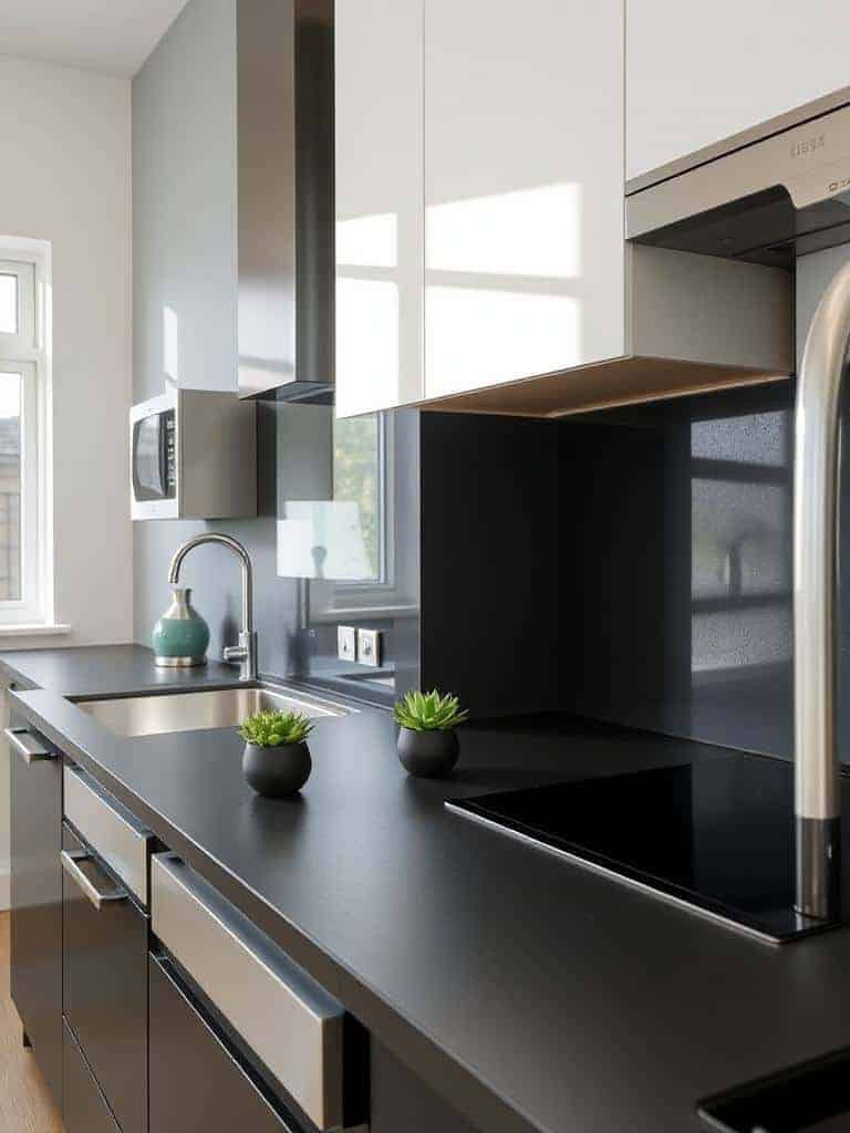 small modern kitchen succulents