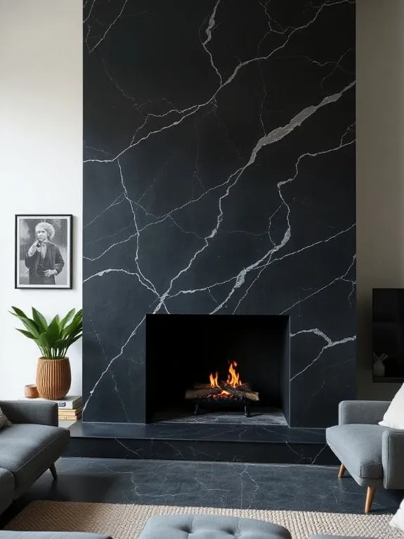 smooth modern soapstone fireplace