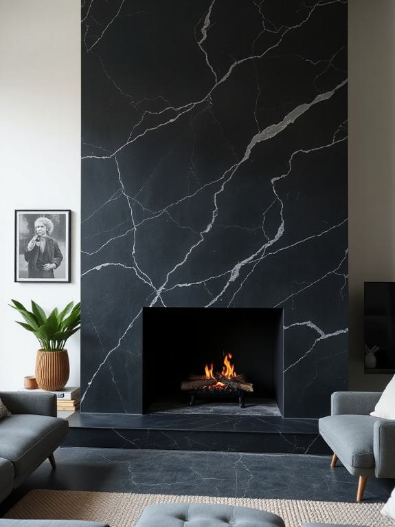 smooth modern soapstone fireplace