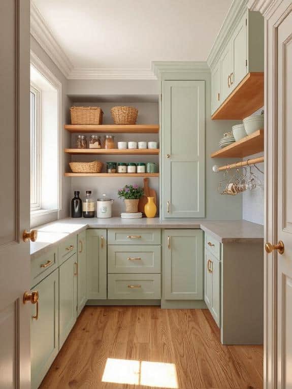 soft green wood pantry