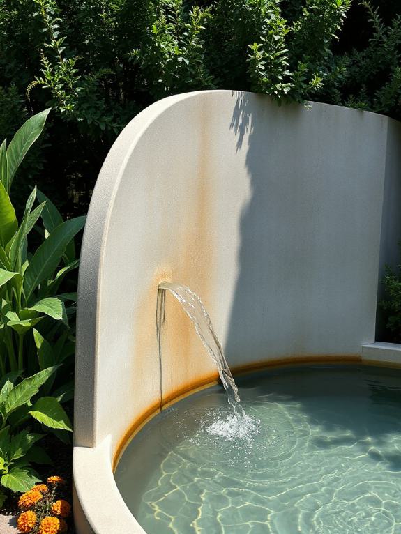 stylish curved concrete fountain