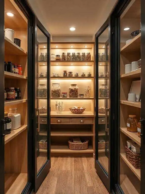 stylish glass door pantry