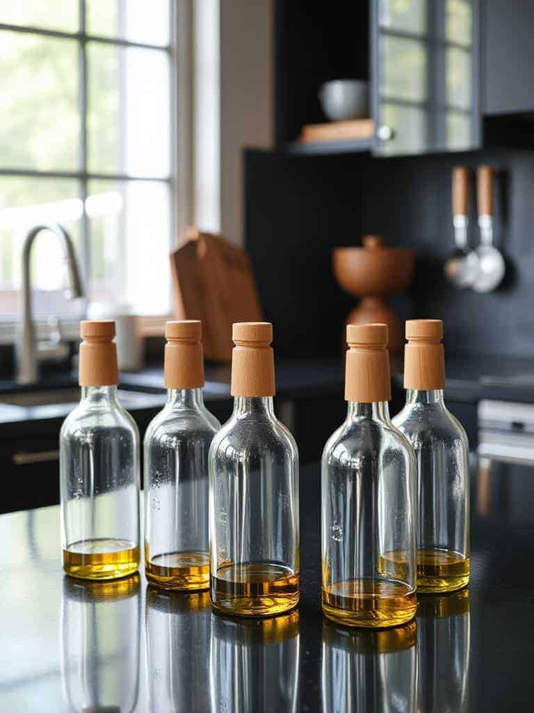 stylish glass oil bottles