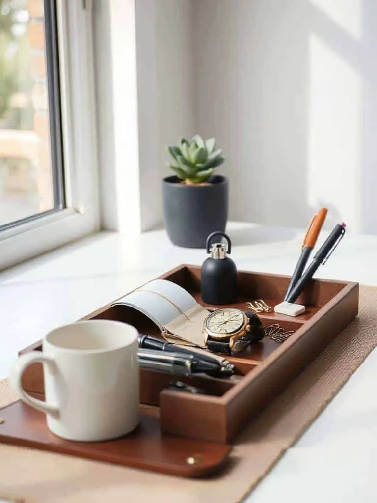 stylish leather desk organization