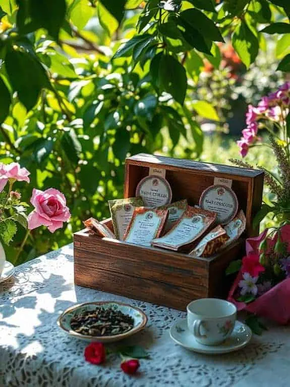 tea collection wooden display