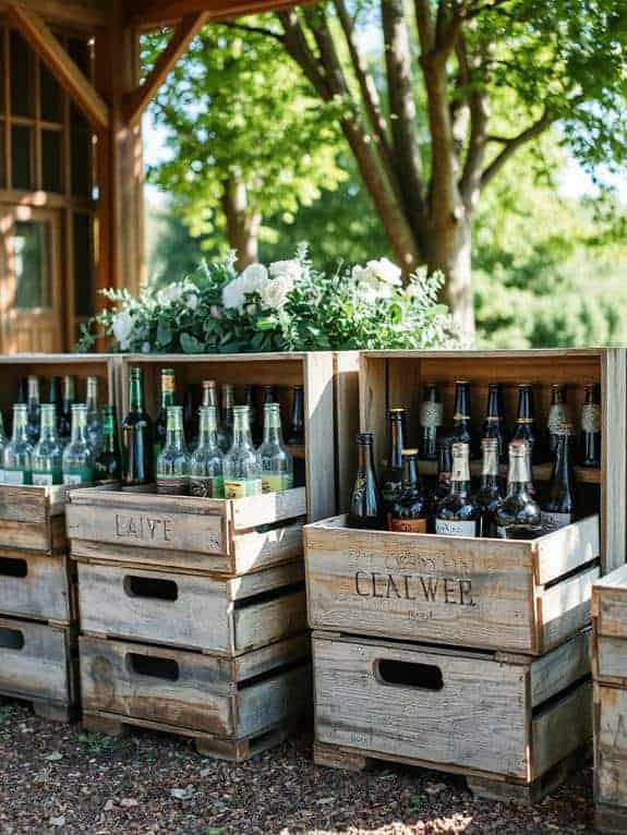 vintage crates with bottles